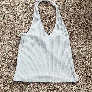 Blue Ribbed Halter Neck Tank